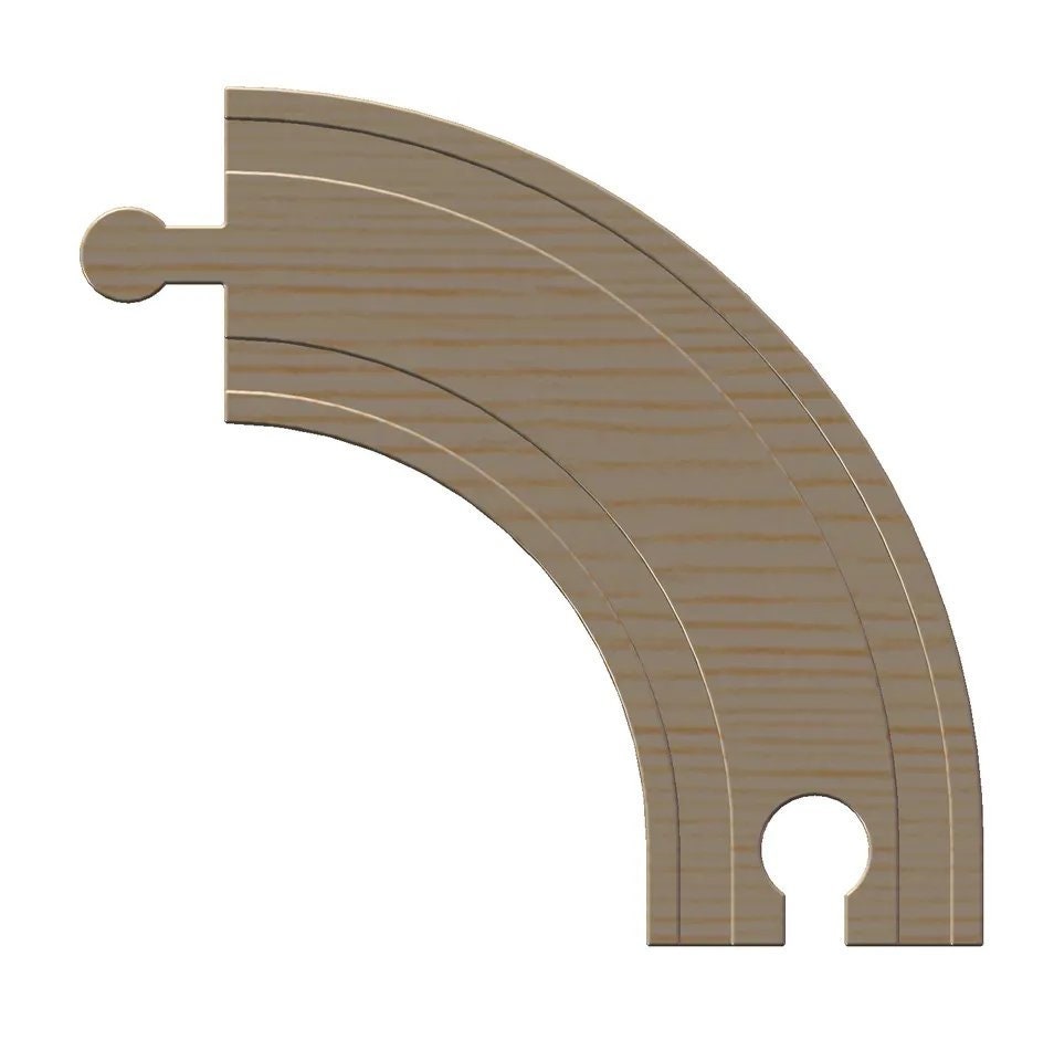 Brio Compatible 90 Degree Turn Wooden Train Track | 3D Printed Wooden Train Track Parts (TR-20)