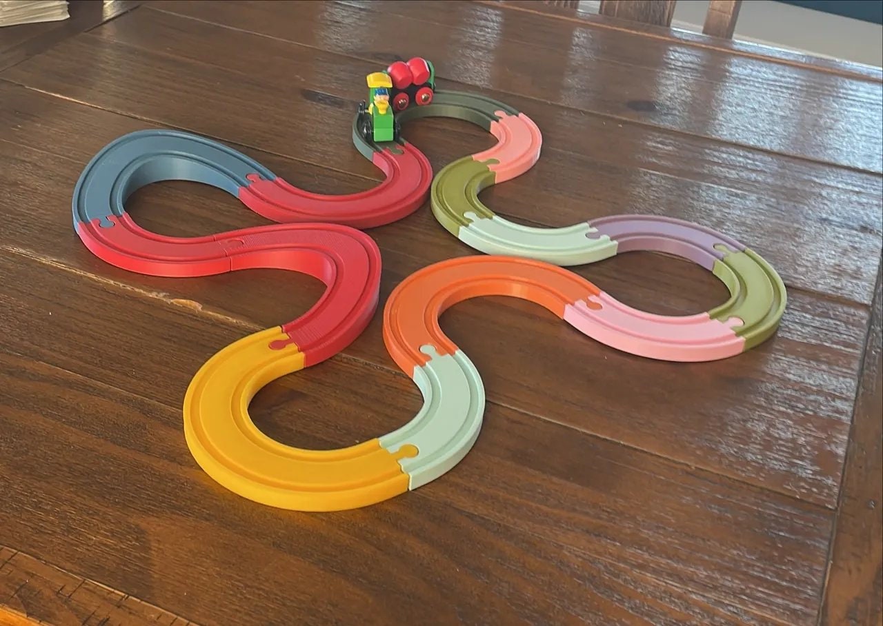 Brio Compatible 90 Degree Turn Wooden Train Track | 3D Printed Wooden Train Track Parts (TR-20)