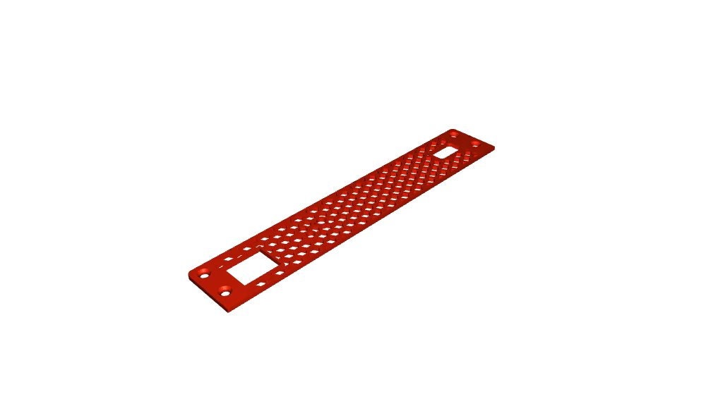 a red plastic object with holes on it