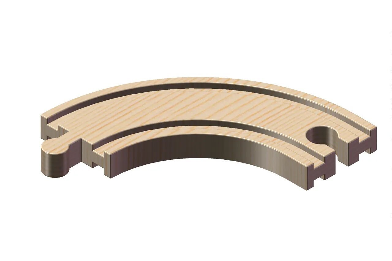 Brio Compatible 90 Degree Turn Wooden Train Track | 3D Printed Wooden Train Track Parts (TR-20)