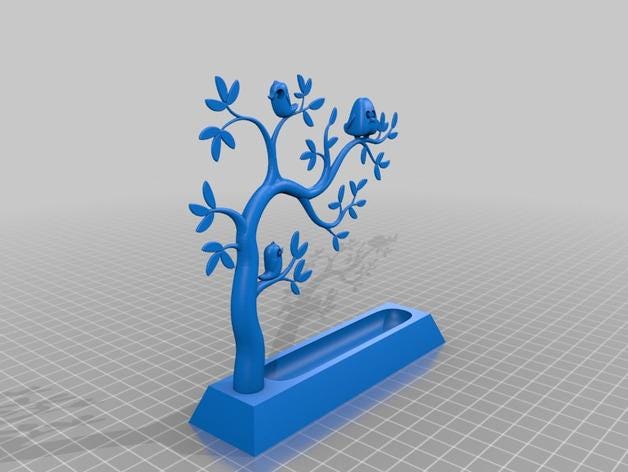 a 3d model of a tree with birds on it