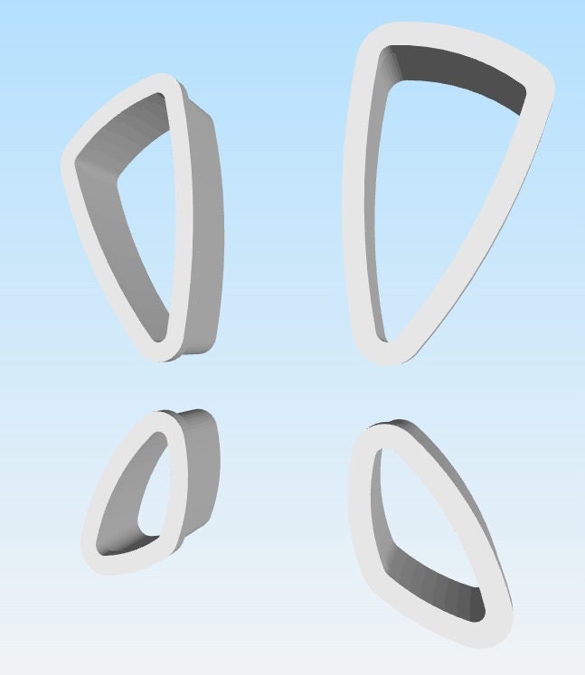 a set of three different shapes on a blue background