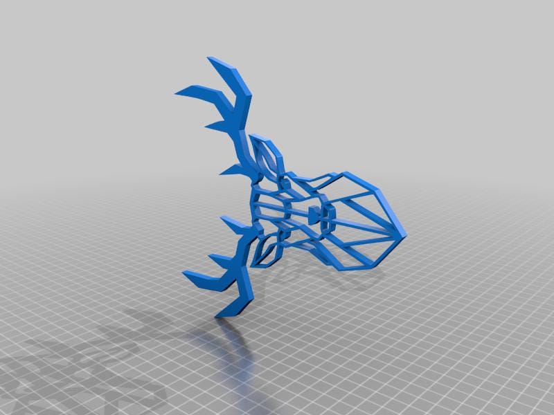 a 3d image of a blue object on a gray background