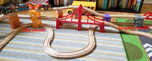 Wooden Train Track Double Overpass (Brio Compatible) | 3D Printed Wooden Train Track Parts (TR-02)