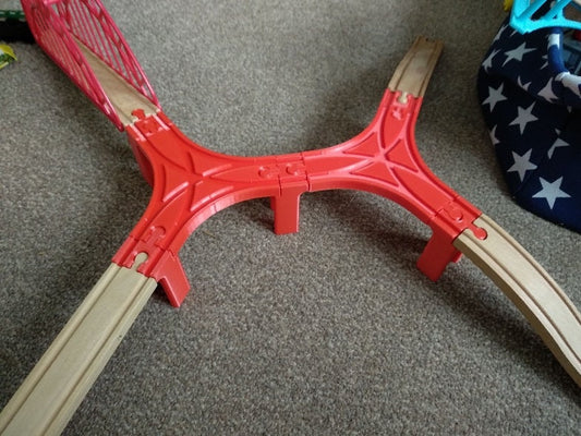 Train Track Junction and Bridge Stilts (Brio) | 3D Printed Wooden Train Track Parts (TR-11)