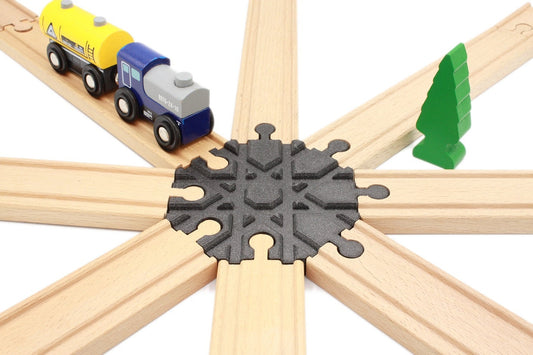 Wooden Train Track 8 Ways Intersection | 3D Printed Wooden Train Track Parts (TR-36)