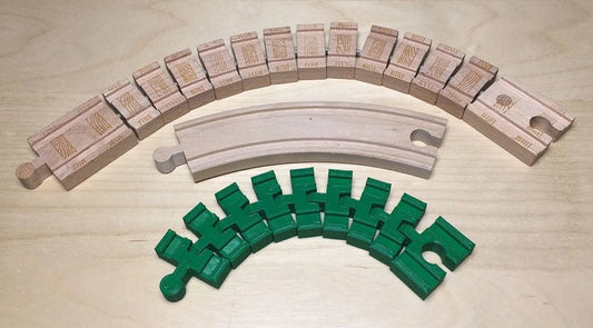 Parametric Segmented Track Compatible with Standard Wooden Train Track | 3D Printed Wooden Train Track Parts (TR-07)