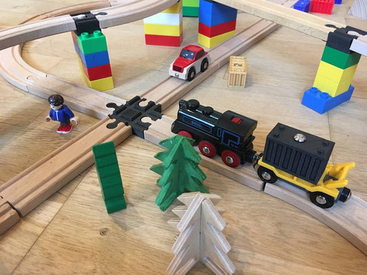 Wooden Train Track Intersection | 3D Printed Wooden Train Track Parts (TR-14)