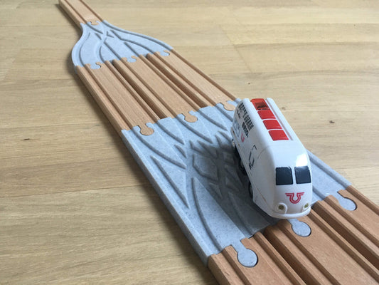 Wooden Train Track intersection - 3 Ways Railroad Switch | 3D Printed Wooden Train Track Parts (TR-19)