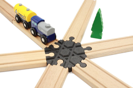 Wooden Train Track 6 Ways Intersection | 3D Printed Wooden Train Track Parts (TR-37)