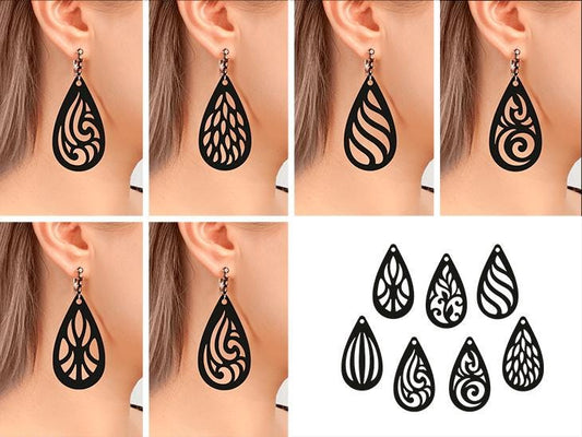 a series of photos showing different designs of earrings